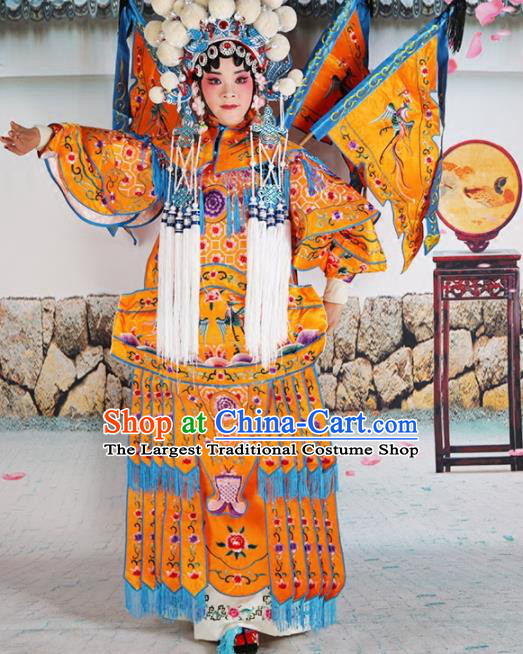 Traditional Chinese Beijing Opera Female General Golden Costume Peking Opera Magic Warriors Clothing