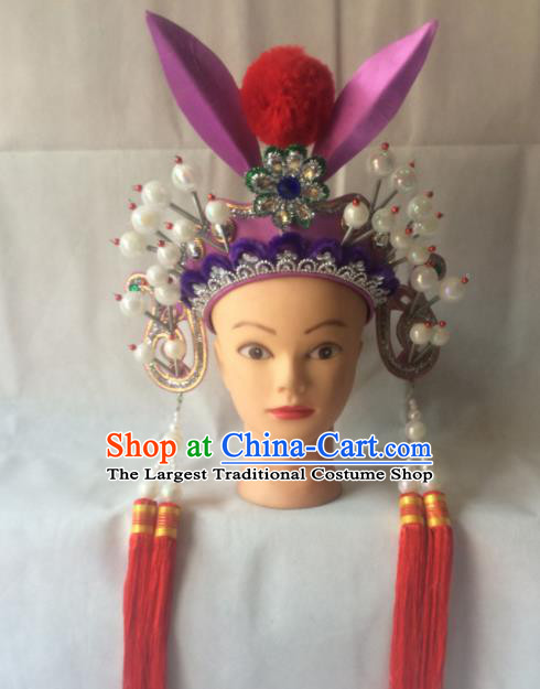 Asian Chinese Beijing Opera Hair Accessories Ancient Female Warrior Helmet for Women