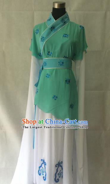 Traditional Chinese Beijing Opera Young Lady Costume Ancient Peri Green Dress for Women