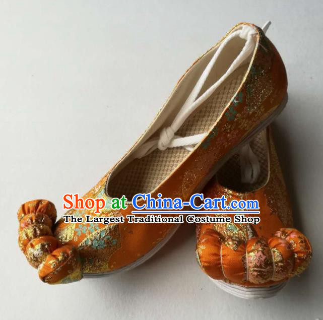 Asian Chinese Traditional Shoes Ancient Song Dynasty Golden Shoes Hanfu Shoes for Women