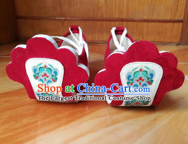 Asian Chinese Traditional Shoes Ancient Tang Dynasty Princess Red Shoes Hanfu Shoes for Women