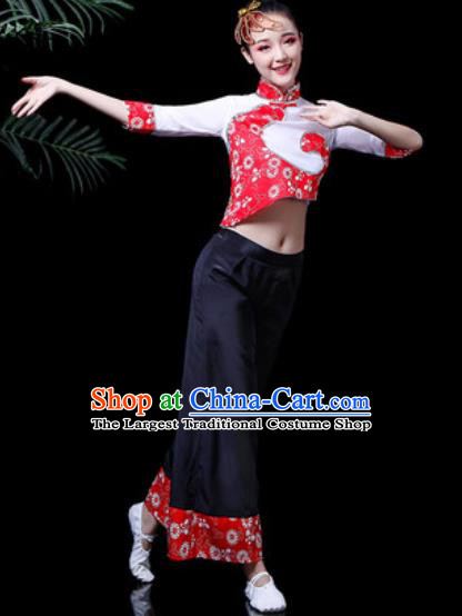 Traditional Chinese Folk Dance Costume Group Dance Yanko Dance Clothing for Women