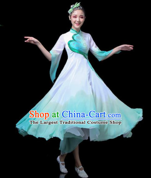 Traditional Chinese Classical Dance Costume Stage Performance Green Dress for Women