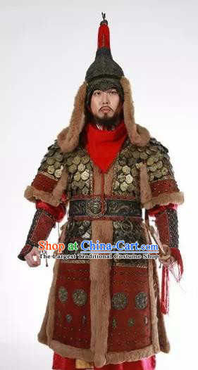 Chinese Ancient Drama Three Kingdoms Period Warrior General Body Armor and Helmet Complete Set