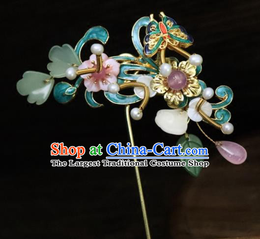 Chinese Ancient Palace Hair Accessories Traditional Classical Blueing Hairpins for Women