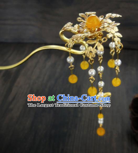 Chinese Ancient Palace Golden Hair Clips Hair Accessories Traditional Classical Hairpins for Women