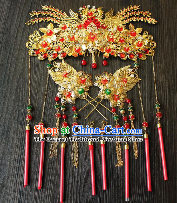 Chinese Ancient Hair Accessories Traditional Wedding Classical Phoenix Coronet Hairpins for Women