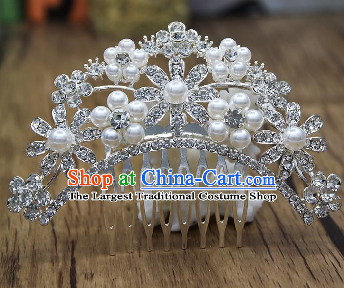 Top Grade Handmade Hair Accessories Princess Classical Pearls Hair Comb for Women