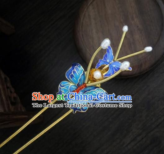 Chinese Ancient Palace Hair Accessories Traditional Classical Blueing Hair Clip Hairpins for Women