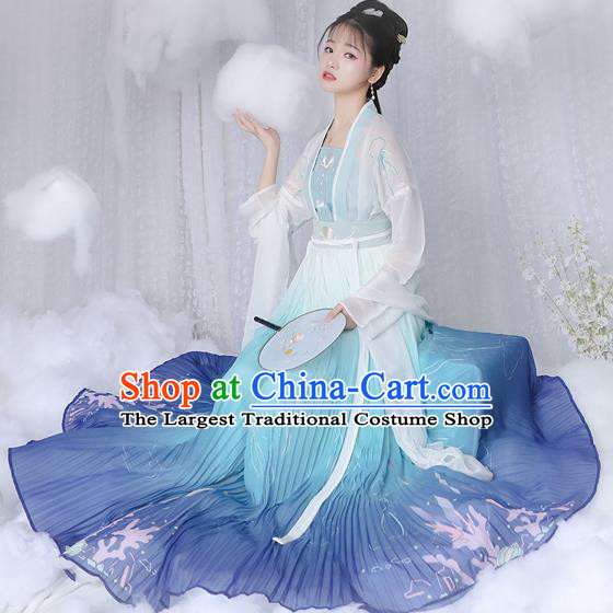 Chinese Ancient Peri Hanfu Dress Traditional Tang Dynasty Princess Historical Costume for Women