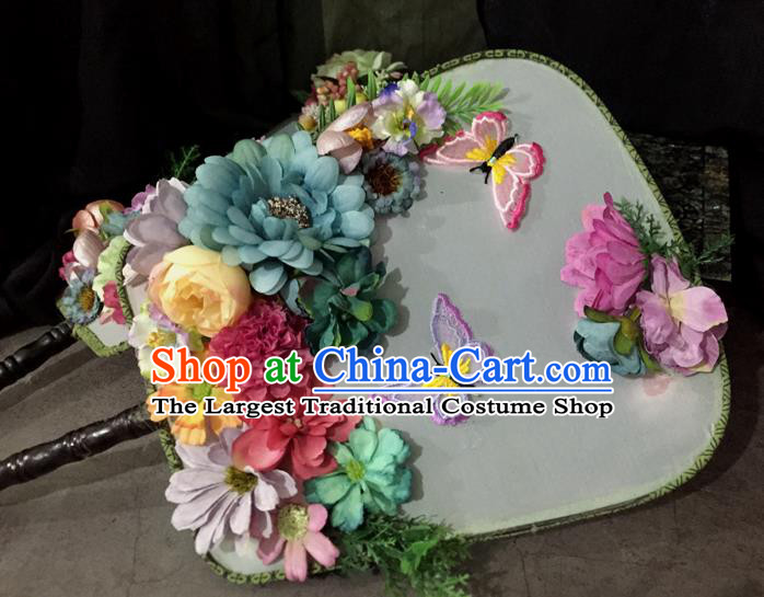 Chinese Ancient Wedding Accessories Traditional Peony Flowers Butterfly Palace Fans for Women