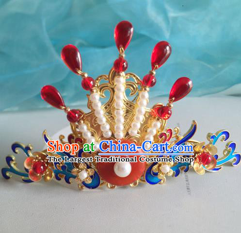 Chinese Ancient Hanfu Hair Accessories Traditional Blueing Phoenix Pearls Hairpins for Women