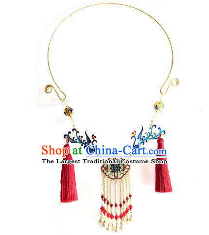 Chinese Ancient Hanfu Jewelry Accessories Traditional Blueing Phoenix Necklace for Women