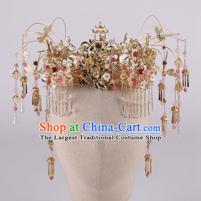 Chinese Ancient Palace Hair Accessories Traditional Wedding Hanfu Hairpins Tassel Phoenix Coronet for Women