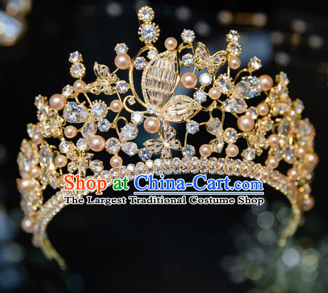 Handmade Baroque Hair Accessories Wedding Queen Crystal Butterfly Royal Crown for Women