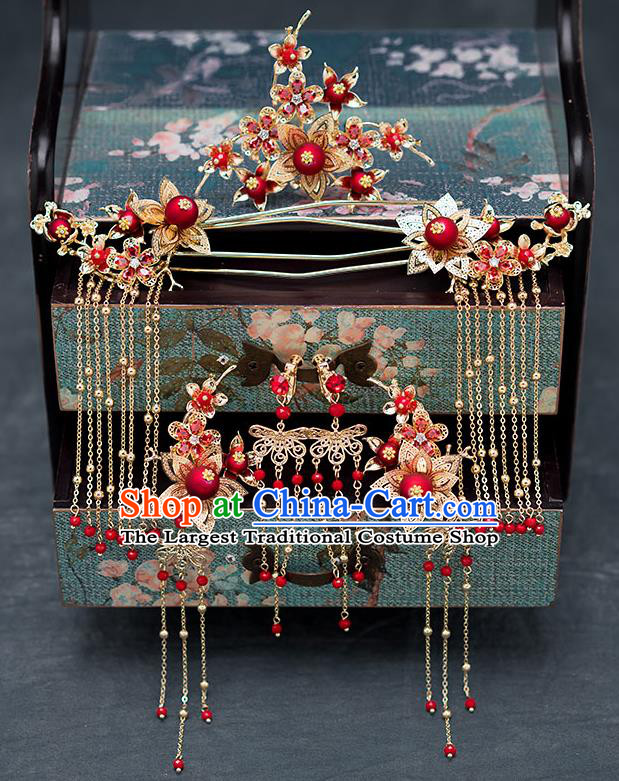 Chinese Ancient Wedding Hair Accessories Traditional Hanfu Tassel Hairpins Palace Hair Comb for Women