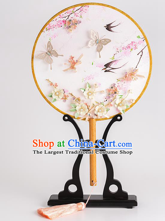 Chinese Ancient Bride Round Fans Traditional Wedding Classical Palace Fans for Women