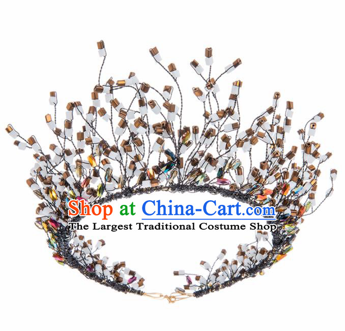 Handmade Baroque Hair Accessories Wedding Queen Black Royal Crown for Women