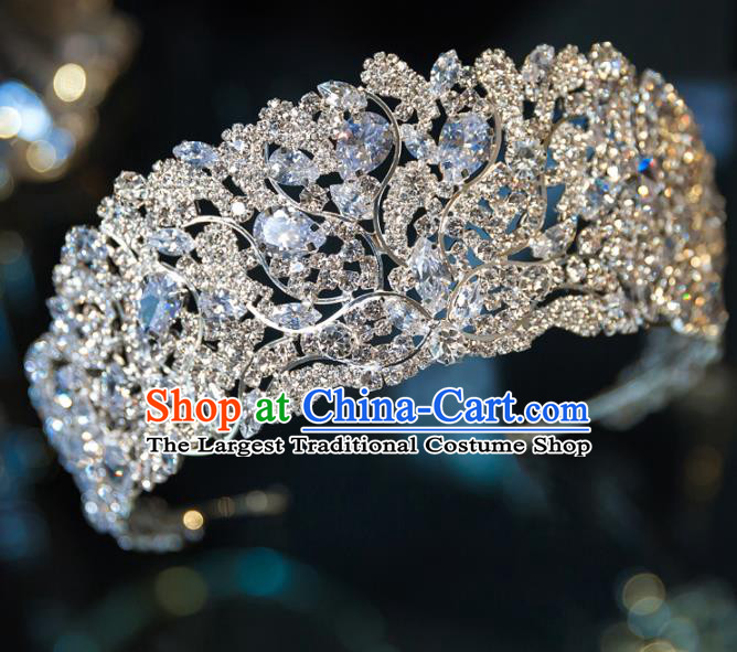 Handmade Wedding Hair Accessories Baroque Queen Luxury Crystal Royal Crown for Women