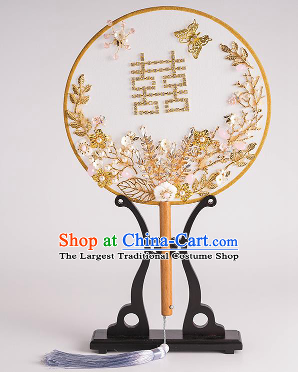 Chinese Traditional Wedding Round Fans Classical Ancient Bride Palace Fans for Women