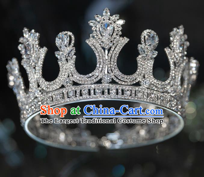 Handmade Wedding Bride Hair Accessories Baroque Princess Zircon Royal Crown for Women