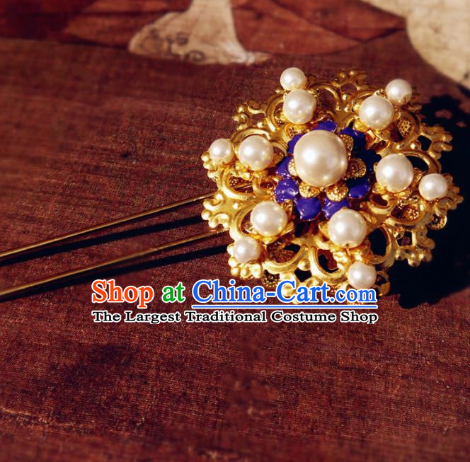 Chinese Ancient Hair Accessories Palace Golden Hair Clip Traditional Hanfu Classical Hairpins for Women