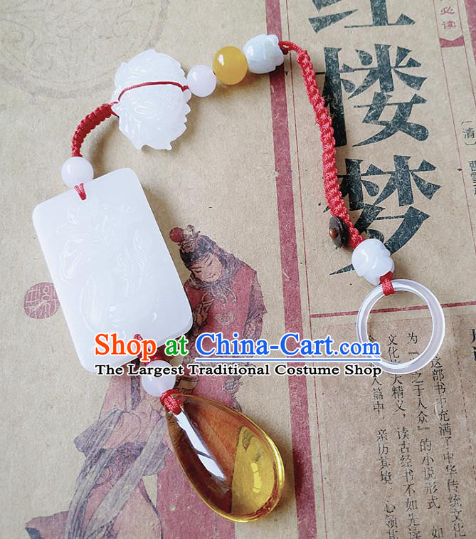 Chinese Ancient Bride Hanfu Jewelry Accessories Tassel Jade Pendant Traditional Palace Brooch for Women