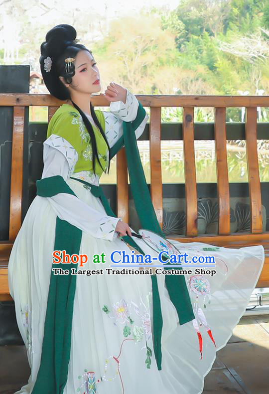 Traditional Chinese Tang Dynasty Princess Replica Costumes Ancient Peri Embroidered Hanfu Dress for Women