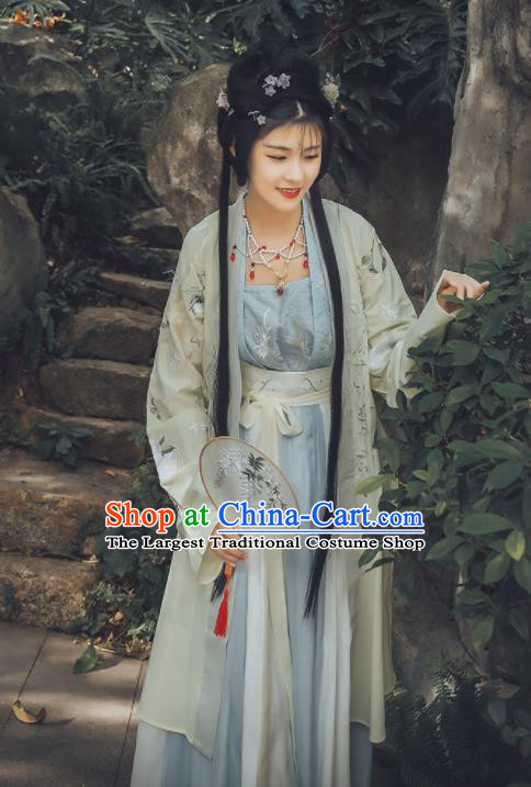 Traditional Chinese Song Dynasty Nobility Lady Replica Costumes Ancient Embroidered Hanfu Dress for Women