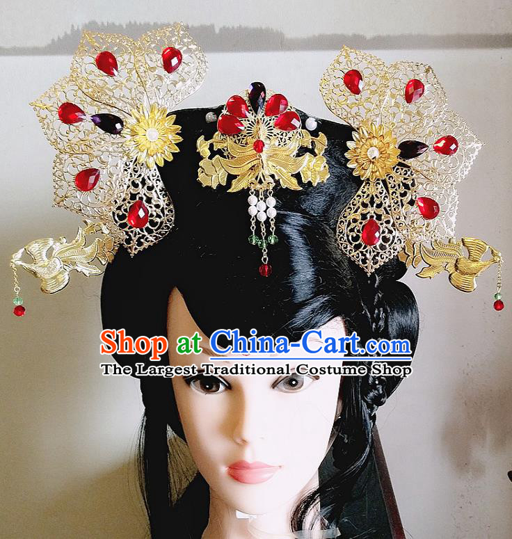 Chinese Ancient Imperial Consort Hair Accessories Traditional Hanfu Palace Phoenix Coronet Hairpins for Women