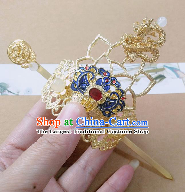 Chinese Ancient Prince Hair Accessories Palace Traditional Hanfu Blueing Hair Crown Hairpins for Men