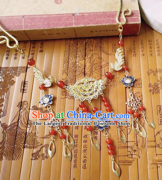 Chinese Ancient Bride Hanfu Accessories Traditional Palace Blueing Necklace for Women