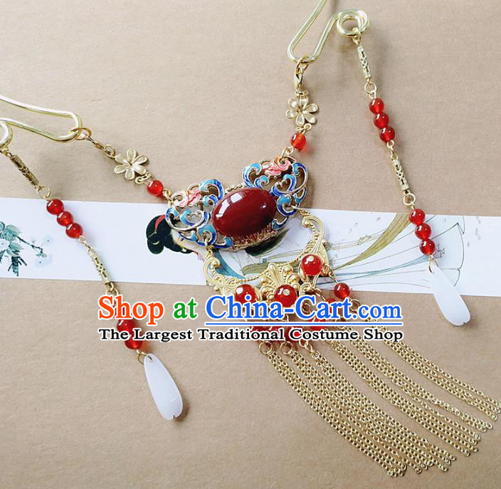 Chinese Ancient Bride Hanfu Accessories Traditional Palace Blueing Necklace for Women