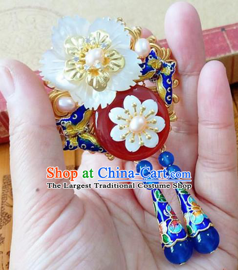 Chinese Ancient Bride Hanfu Accessories Traditional Palace Blueing Brooch for Women