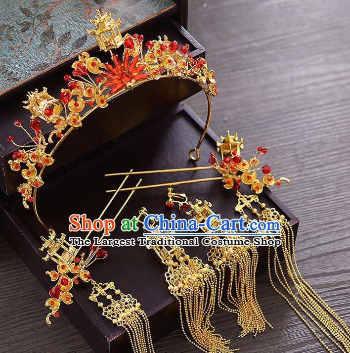 Chinese Ancient Hair Accessories Wedding Phoenix Coronet Tassel Hairpins Traditional Hair Clip for Women