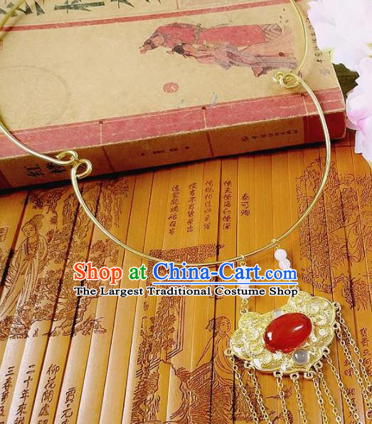 Chinese Ancient Princess Jewelry Accessories Traditional Hanfu Longevity Lock Necklace for Women