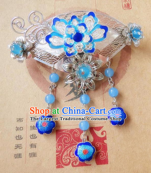 Chinese Ancient Bride Hanfu Accessories Traditional Palace Blueing Lotus Brooch for Women