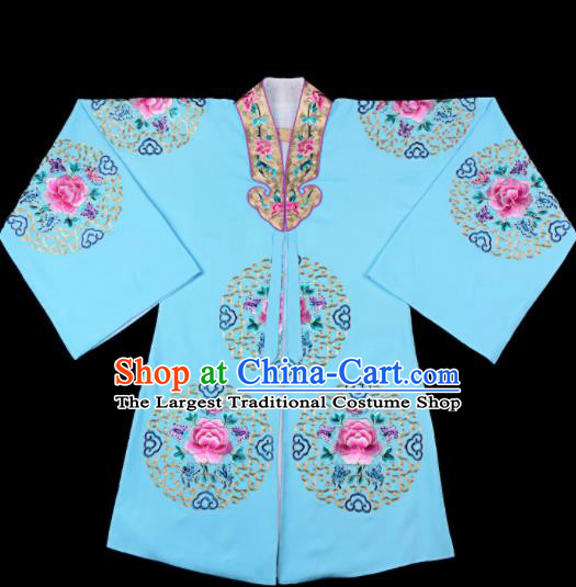 Professional Chinese Traditional Beijing Opera Costume Peking Opera Aristocratic Lady Blue Cloak for Adults