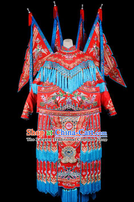 Professional Chinese Traditional Beijing Opera Female General Costume Peking Opera Red Clothing for Adults