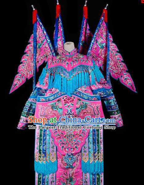 Professional Chinese Traditional Beijing Opera Female General Pink Costume for Adults