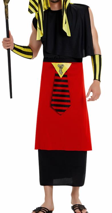 Traditional Egypt Presbyter Costume Ancient Egypt Pharaoh Black Clothing for Men