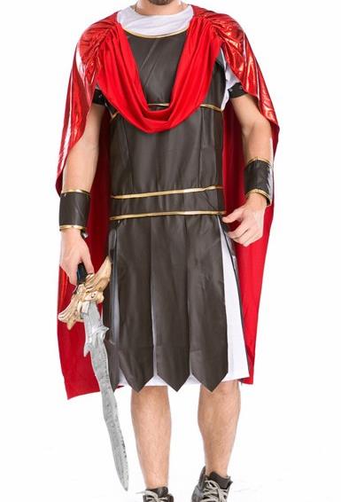 Traditional Roman Male Costume Ancient Rome Warrior Black Tunics Clothing for Men