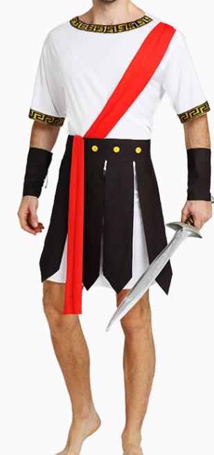 Traditional Roman Warrior Costume Ancient Rome White Togas Clothing for Men