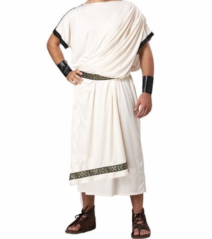 Traditional Roman Senator Costume Ancient Rome Conscript Fathers Clothing White Toga for Men