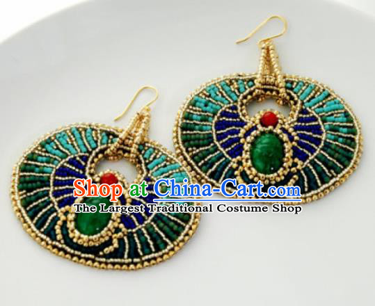 Traditional Egyptian Jewelry Accessories Ancient Egypt Green Gem Earrings for Women