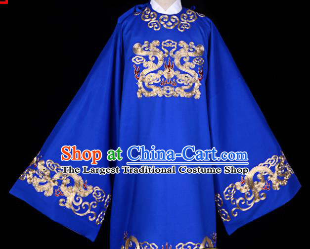 Professional Chinese Beijing Opera Costume Ancient Minister Royalblue Embroidered Robe for Adults