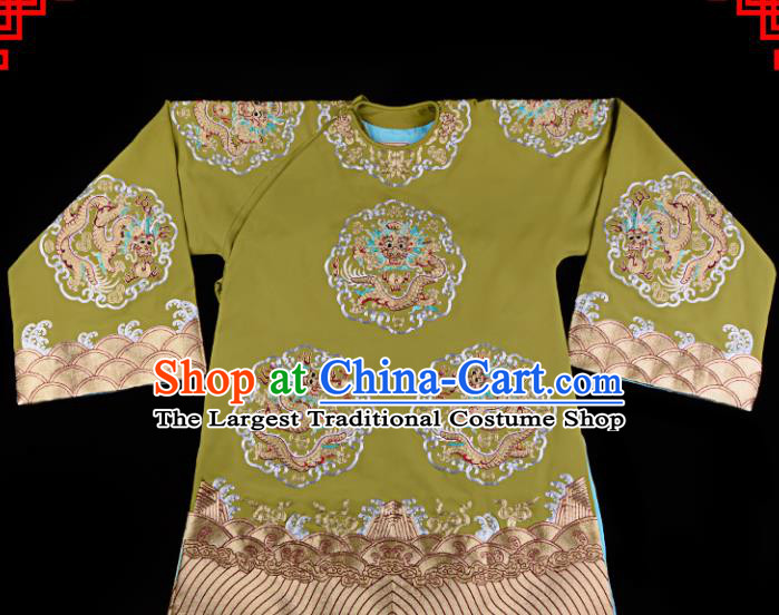 Professional Chinese Traditional Beijing Opera Old Women Embroidered Green Costume for Adults