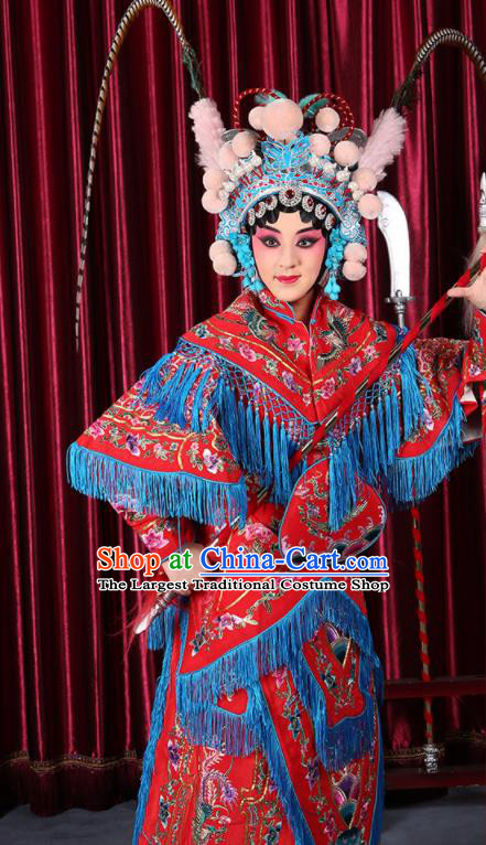 Professional Chinese Traditional Beijing Opera Magic Warriors Red Costume for Adults