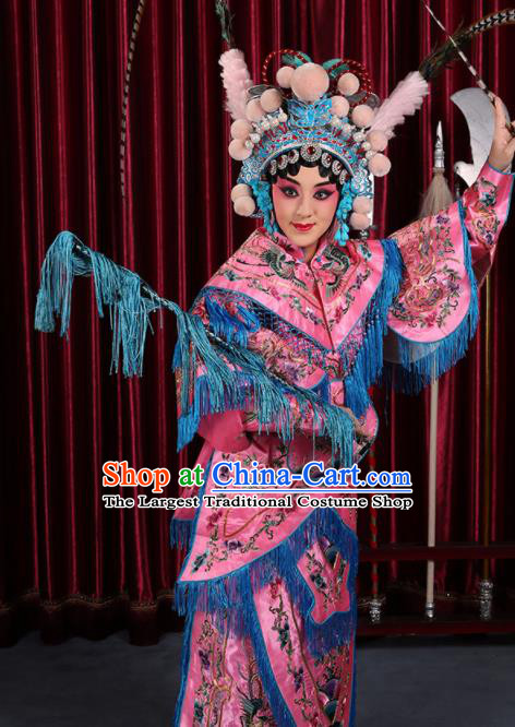 Professional Chinese Traditional Beijing Opera Magic Warriors Pink Costume for Adults