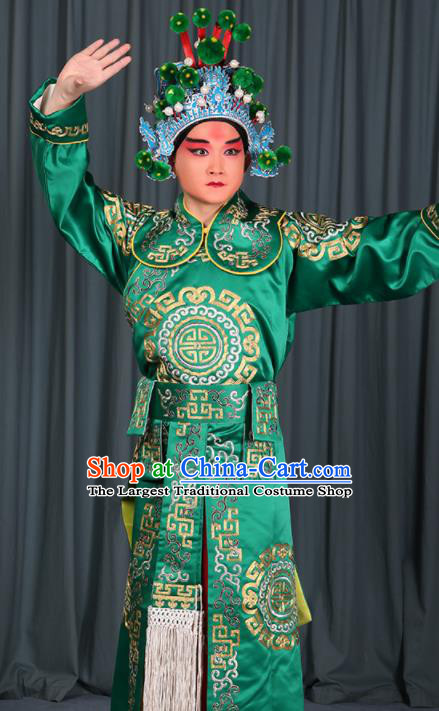 Professional Chinese Beijing Opera Takefu Costume Ancient Swordsman Green Clothing for Adults